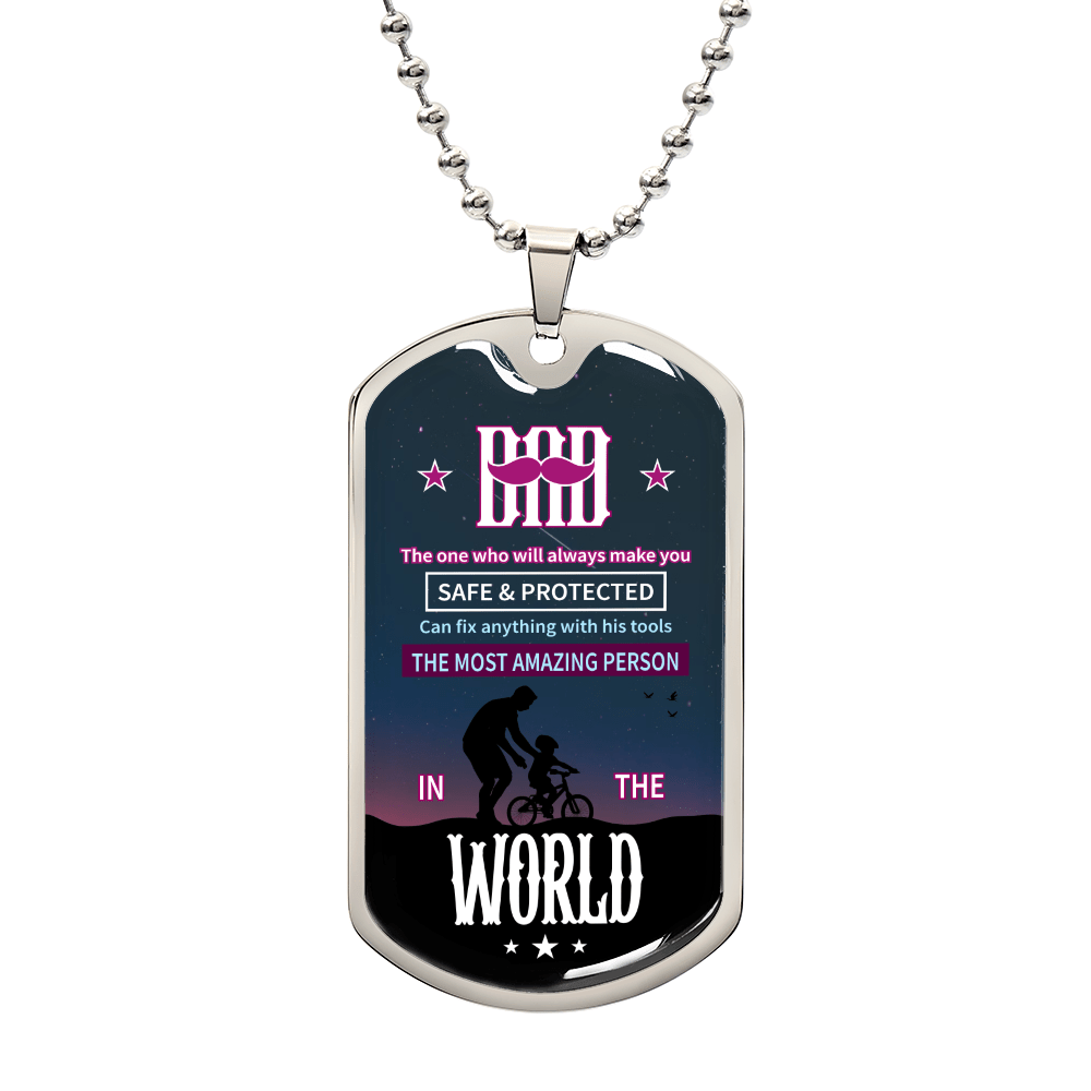 Dad Luxury Graphic Dog Tag Necklace - Beauty Belliss